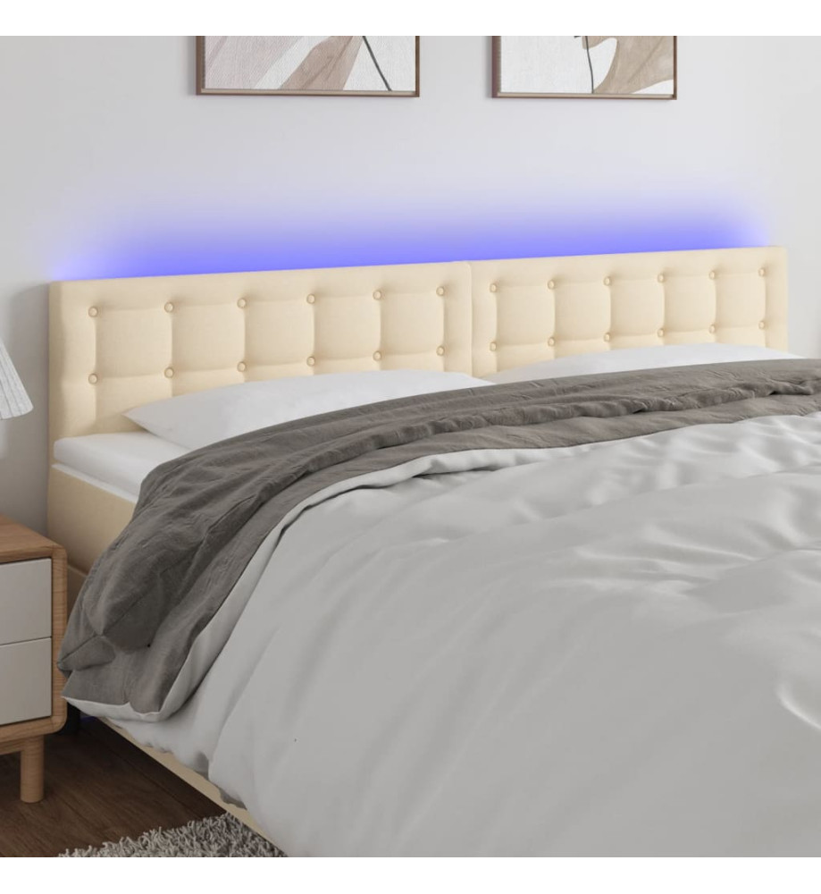 Tête de lit à LED Crème 160x5x78/88 cm Tissu Tête de lit à LED Crème 160x5x78/88 cm Tissu