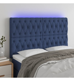 Tête de lit à LED Bleu 144x7x118/128 cm Tissu