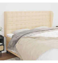 Tête de lit avec oreilles Crème 203x23x118/128 cm Tissu
