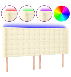 Tête de lit à LED Crème 163x16x118/128 cm Similicuir