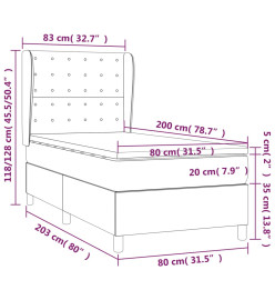 Lit à sommier tapissier avec matelas Taupe 80x200 cm Tissu