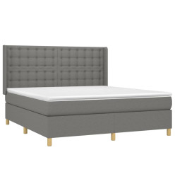 Sommier tapissier et matelas et LED Gris foncé 160x200 cm Tissu