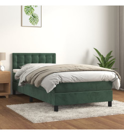 Lit à sommier tapissier avec matelas Vert foncé 90x190 cm