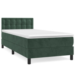 Lit à sommier tapissier avec matelas Vert foncé 90x190 cm