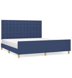 Cadre de lit avec tête de lit Bleu 160x200 cm Tissu