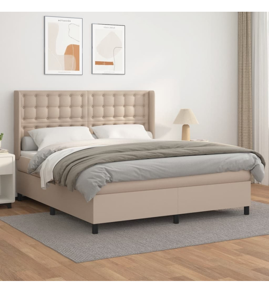 Lit à sommier tapissier avec matelas Cappuccino 160x200 cm Lit à sommier tapissier avec matelas Cappuccino 160x200 cm