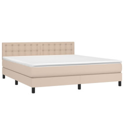 Sommier tapissier matelas LED Cappuccino 180x200 cm Similicuir