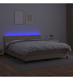 Sommier tapissier matelas LED Cappuccino 180x200 cm Similicuir