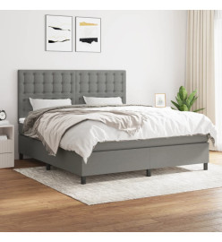 Lit à sommier tapissier avec matelas Gris foncé 160x200cm Tissu