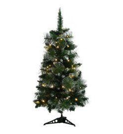 Sapin de Noël artificiel pré-éclairé et supports vert 90 cm PVC