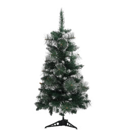 Sapin de Noël artificiel pré-éclairé et supports vert 90 cm PVC