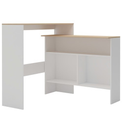 Table de bar avec 2 dessus de table Blanc et chêne 130x40x120cm