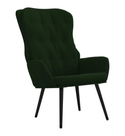 Chaise de relaxation avec repose-pied Vert foncé Velours