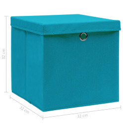 Boîtes de rangement et couvercles 10 pcs Bleu 32x32x32 cm Tissu