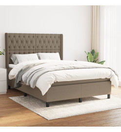 Lit à sommier tapissier avec matelas Taupe 140x190 cm Tissu