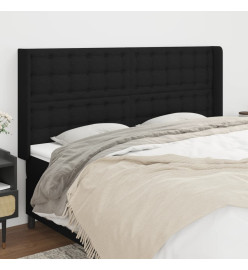 Tête de lit avec oreilles Noir 203x16x118/128 cm Tissu