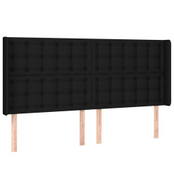 Tête de lit avec oreilles Noir 203x16x118/128 cm Tissu