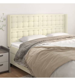 Tête de lit avec oreilles Crème 183x16x118/128 cm Similicuir