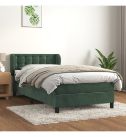 Lit à sommier tapissier avec matelas Vert foncé 90x200 cm