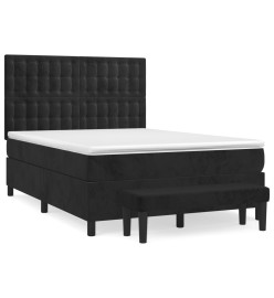 Lit à sommier tapissier avec matelas Noir 140x190 cm Velours