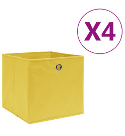 Boîtes de rangement 4 pcs Tissu intissé 28x28x28 cm Jaune