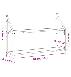 Étagère murale 2 niveaux sonoma gris 80x21x51 cm