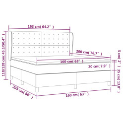 Lit à sommier tapissier avec matelas Gris foncé 160x200cm Tissu