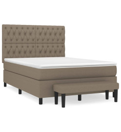 Lit à sommier tapissier avec matelas Taupe 140x190 cm Tissu