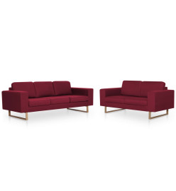 Ensemble de canapé 2 pcs Tissu Rouge bordeaux