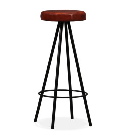 Ensemble de bar 5 pcs Bois massif recyclé et cuir véritable