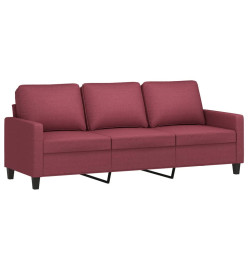 Canapé à 3 places avec repose-pieds Rouge bordeaux 180 cm Tissu