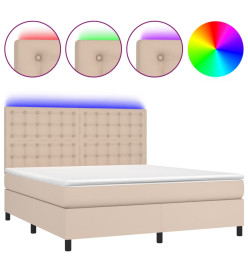 Sommier tapissier matelas LED Cappuccino 160x200 cm Similicuir