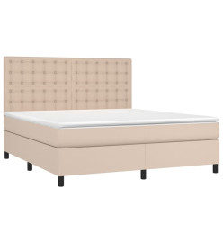 Sommier tapissier matelas LED Cappuccino 160x200 cm Similicuir