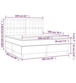 Sommier tapissier matelas LED Cappuccino 160x200 cm Similicuir