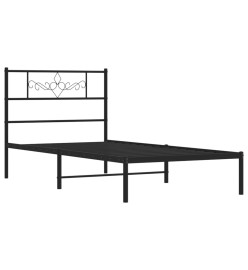 Cadre de lit métal avec tête de lit noir 107x203 cm
