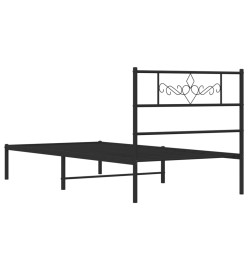 Cadre de lit métal avec tête de lit noir 107x203 cm