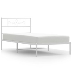 Cadre de lit métal avec tête de lit blanc 100x200 cm