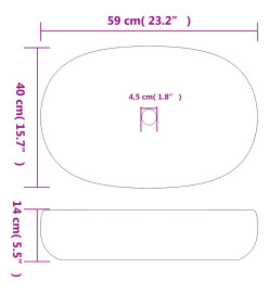Vasque à poser noir et bleu ovale 59x40x14 cm céramique