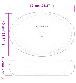 Vasque à poser multicolore ovale 59x40x15 cm céramique
