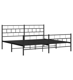 Cadre de lit métal avec tête de lit/pied de lit noir 183x213 cm