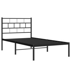 Cadre de lit métal avec tête de lit noir 75x190 cm