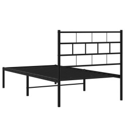 Cadre de lit métal avec tête de lit noir 75x190 cm