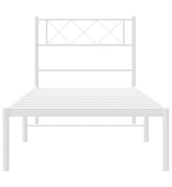 Cadre de lit métal avec tête de lit blanc 107x203 cm
