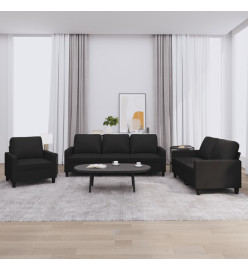 Ensemble de canapés 3 pcs avec coussins Noir Similicuir