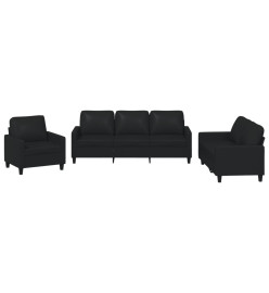 Ensemble de canapés 3 pcs avec coussins Noir Similicuir