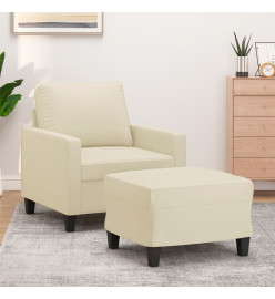 Fauteuil avec repose-pied Crème 60 cm Similicuir