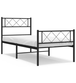 Cadre de lit métal avec tête de lit/pied de lit noir 100x200 cm