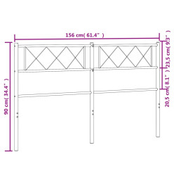 Tête de lit métal blanc 150 cm