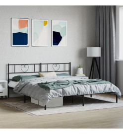 Cadre de lit métal avec tête de lit noir 193x203 cm