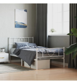 Cadre de lit métal avec tête de lit/pied de lit blanc 100x200cm